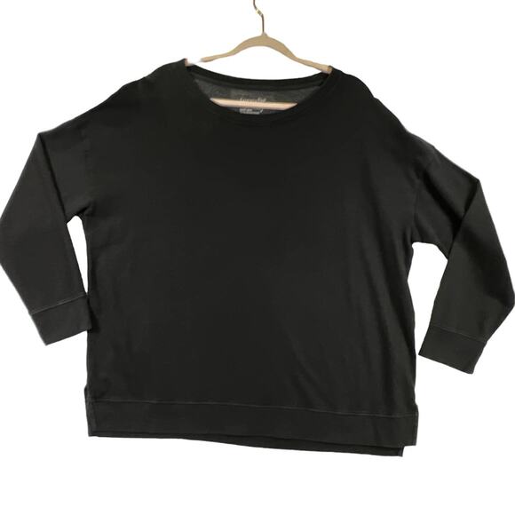 Terra & Sky Women Plus Size Split Hem Sweatshirt 1X(16-18W) Black Crew Neck - Picture 1 of 11